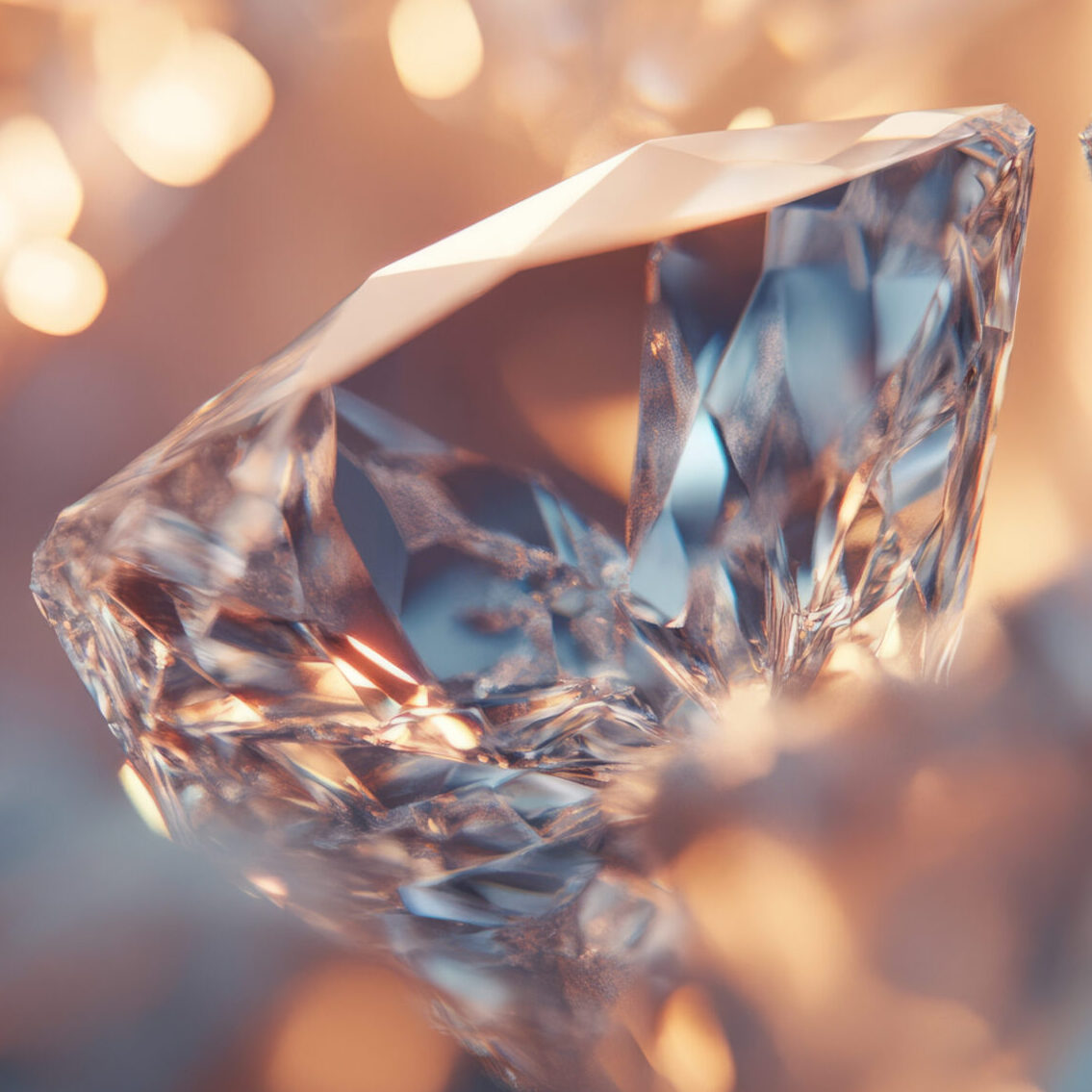 A close-up shot of a polished diamond cluster, each gem catching light and scattering reflections across the surface. The crisp, sparkly texture exudes opulence, making it perfect for showcasing luxury brands, advertisements, and digital art.